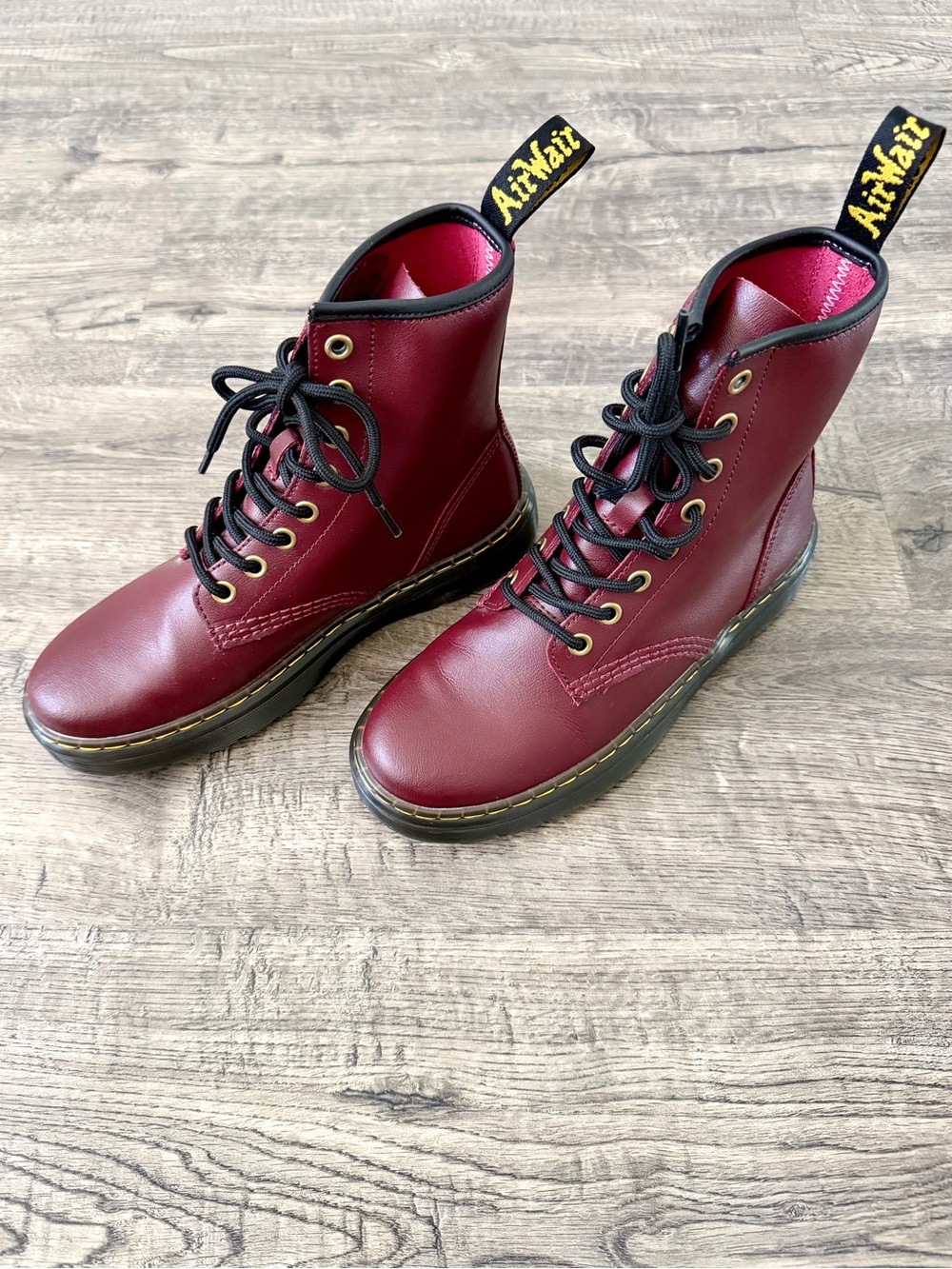 Dr. Martens Zavala Cherry Red Combat Boots Women’s 6 Oxblood - Picture 3 of 9